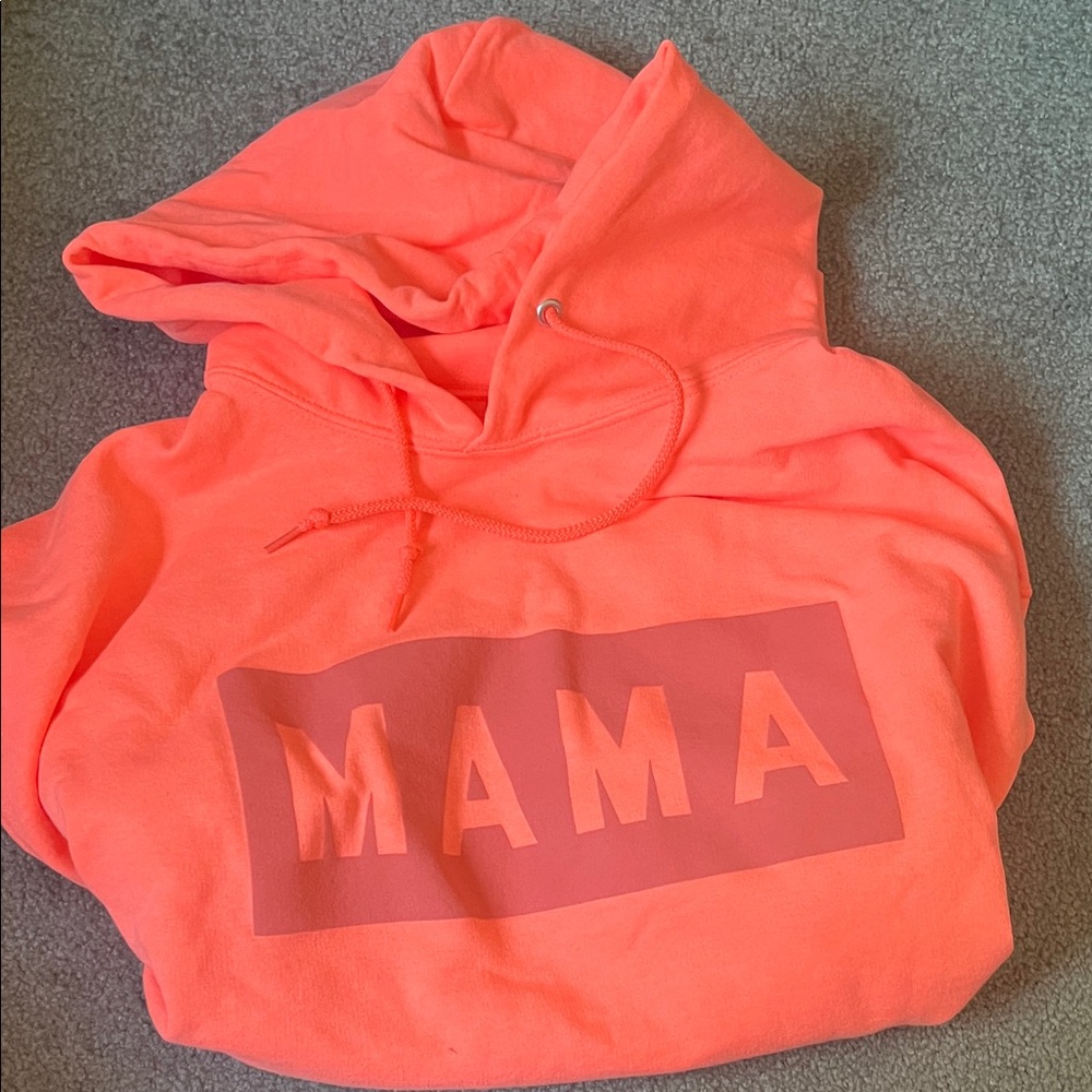 Neon Orange 'MAMA' Hoodie Large